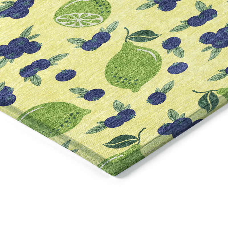 Machine Washable Indoor/Outdoor Bourkelands ACN2354 Fruits Rug, Rectangle 2'6" x 3'10"