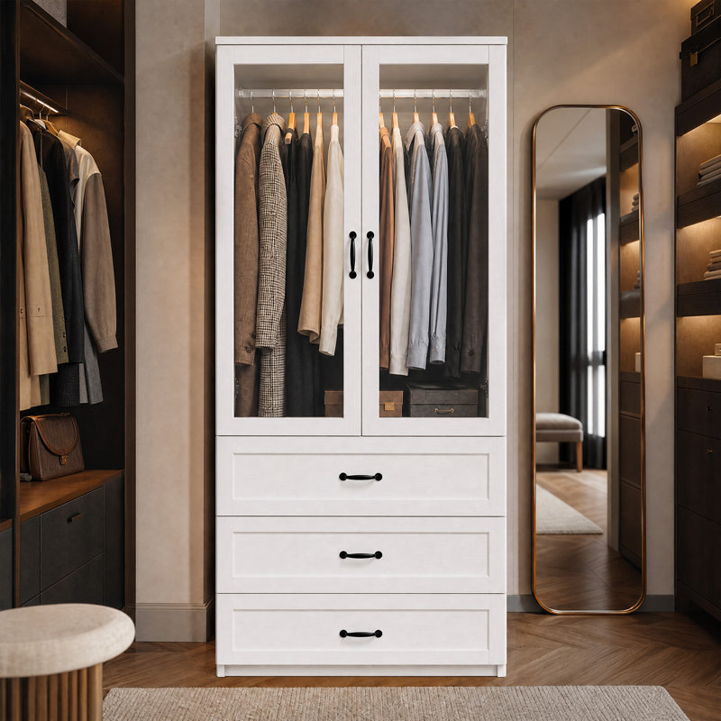 Armoire 71 po à 3 tiroirs, finition rétro - blanc rétro, modèle B
