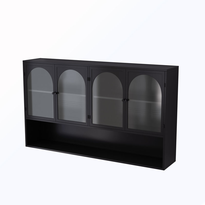 Armoire murale en verre 4 portes, Noir