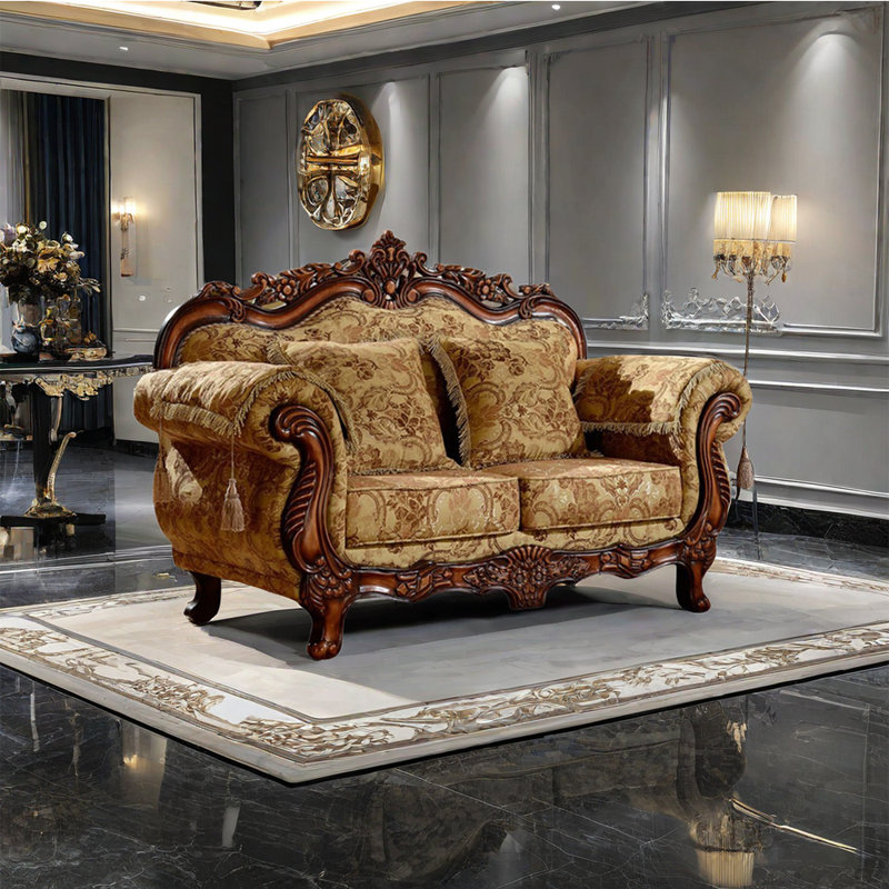 Canapé sculpté de style européen. 73,2 po