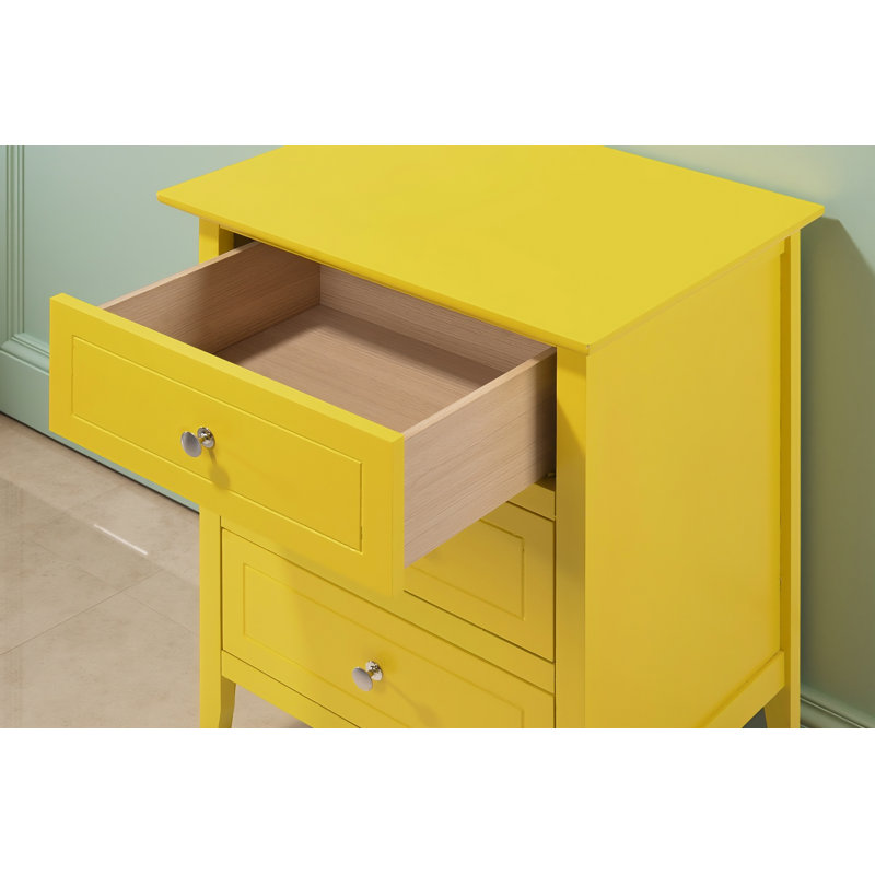 Table de chevet 3 tiroirs jaune Lurne, Jaune