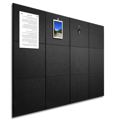 Cork Board Alternative 35"x24" | Felt Wall Tiles (12-Pack) | Aesthetic Felt Bulletin Board for Office, Home & Classroom | Large Cork Boards for Walls Pinboard Dartboard Wall Protector, Light grey