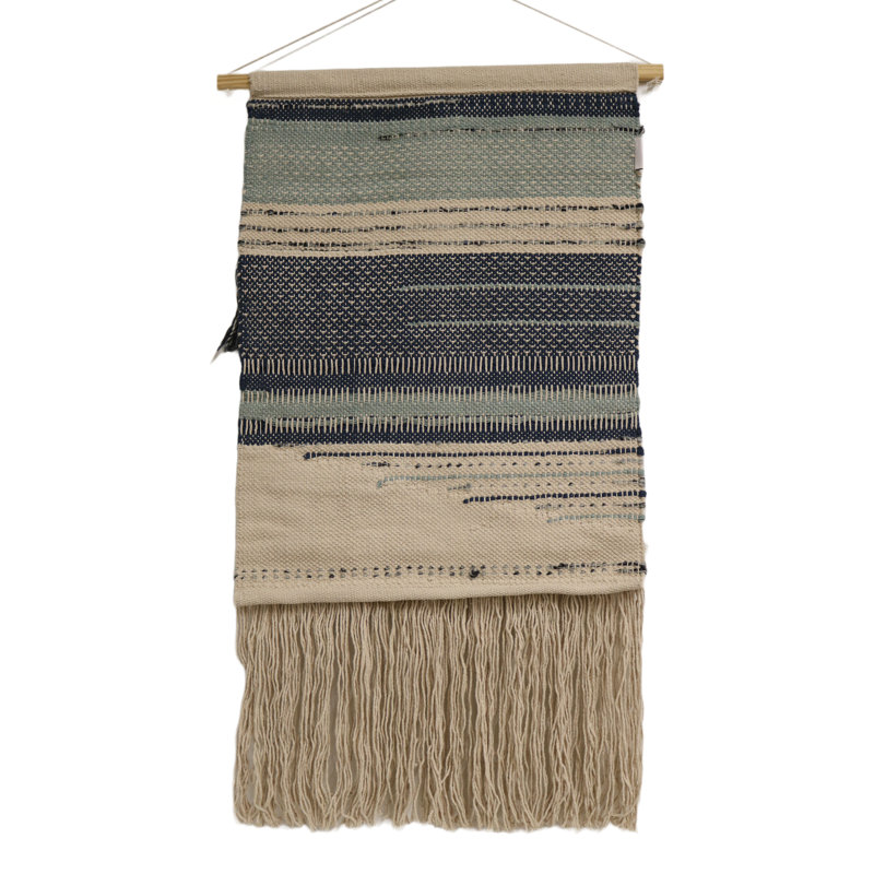 Hand Woven Wall Hanging, Brown/Green/Dark Gray, 45" H x 24" W