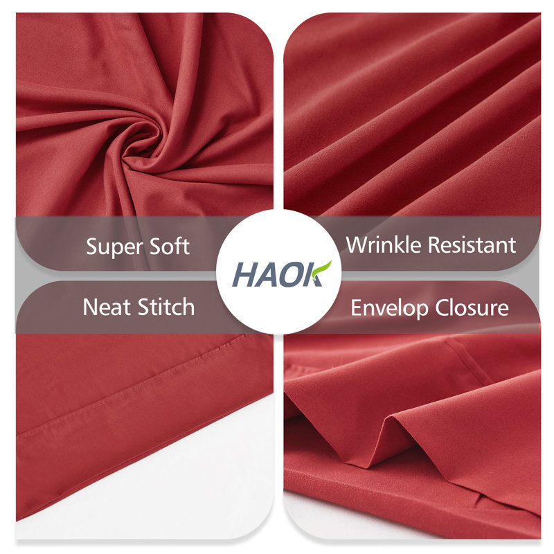 Microfiber - Set of 2, King, Burgundy