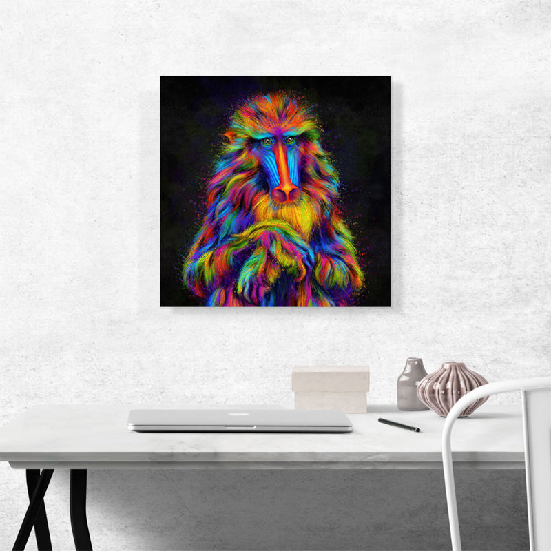 «Baboon Monkey Papio», impression sur toile tendue, H 18 po x l 18 po x 1,5 po