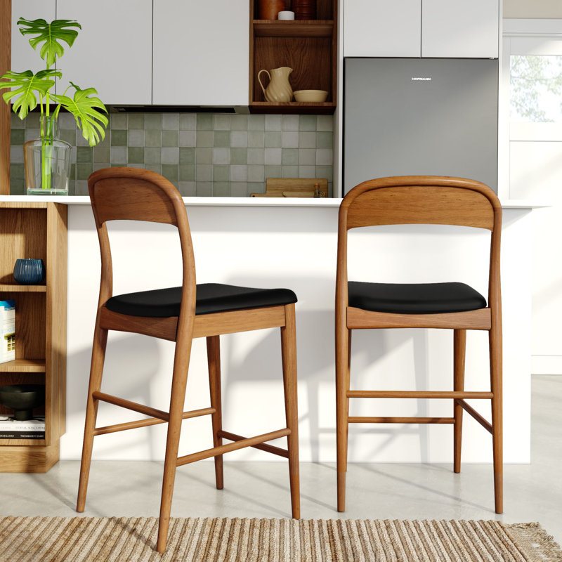 Loar Upholstered Counter Stool, Pecan/Black, 1