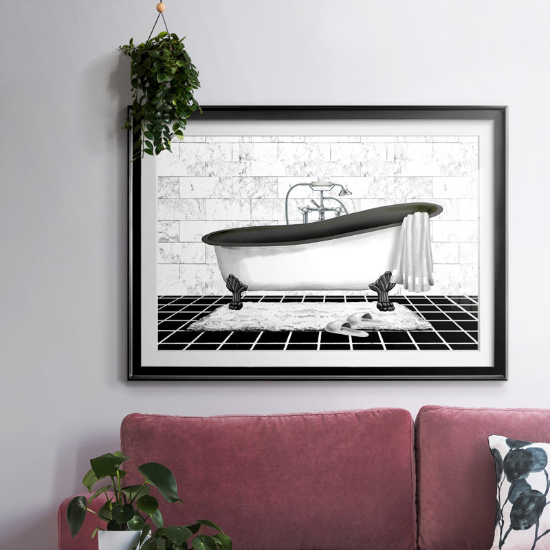Modern Bath II, reproduction d'art encadrée, Noir, H 15 po x l 21 po x P 1,5 po
