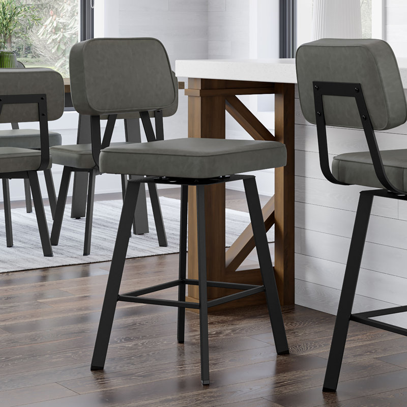 Cloran Swivel Counter & Bar Stool, Medium Gray, Textured Black, Bar Stool (30" Seat Height)