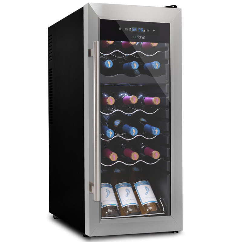 NutriChef Dual Zone 18.9'' Freestanding 18 Bottle Wine Refrigerator