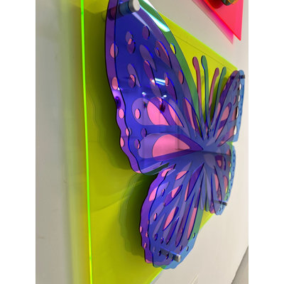 Large Butterfly Pop Art Wall Decor - 3D Mirrored Acrylic Sculpture