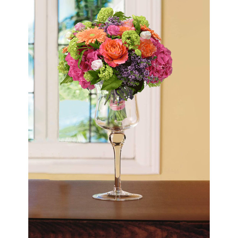 Handmade Glass Table Vase, 13.25" H x 6" W x 6" D