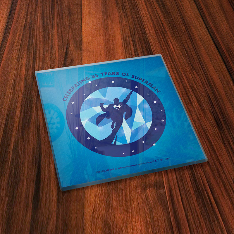 (Symboles) Ensemble de sous-verres en verre Starfire, Superman / 85th Anniversary