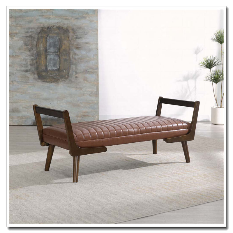 52" Upholstered Bench, Cognac