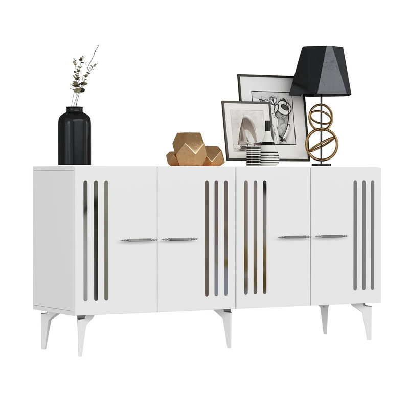 Olivia 150cm Console Table, White/Silver