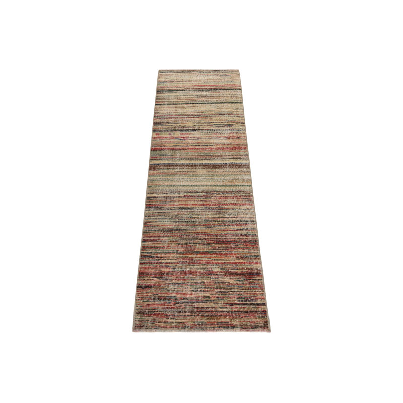 Pasha Wool Striped Area Rug in Beige/Red/Black/Brown