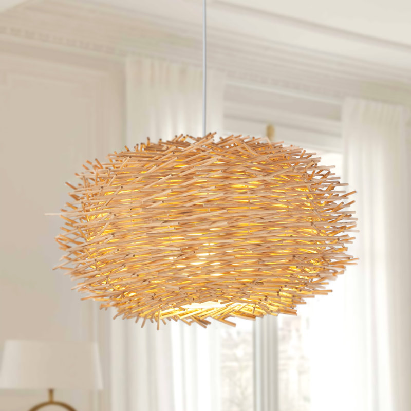 Luminaire suspendu 20 po en forme de nid d'oiseau en bambou