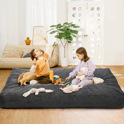 2-in-1 Corduroy Floor Sofa Bed | Convertible Lounger Chair for Dorms & Apartments