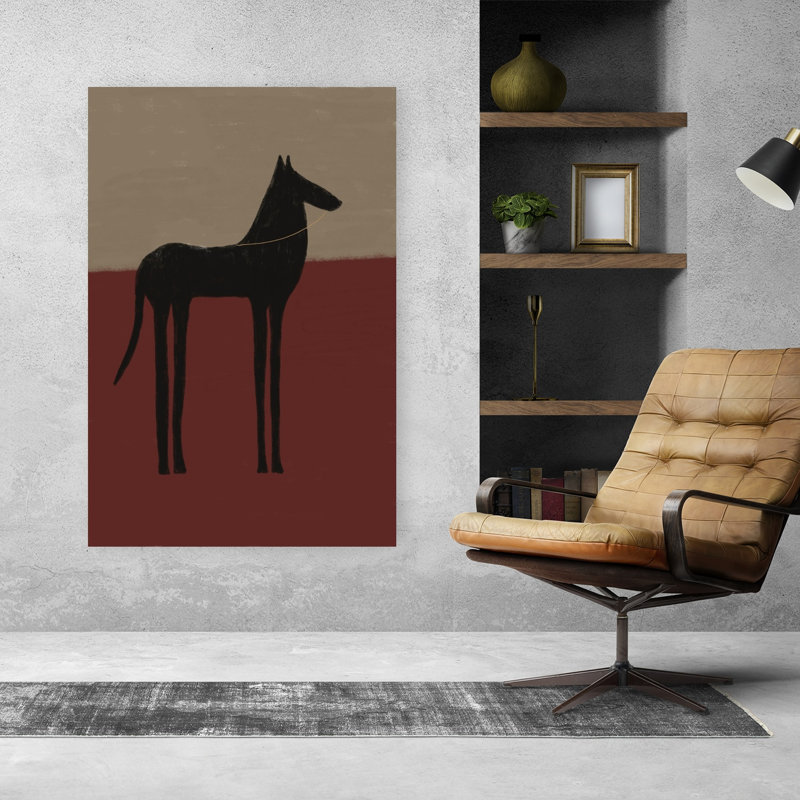 Art abstrait abstrait cheval noir minimaliste