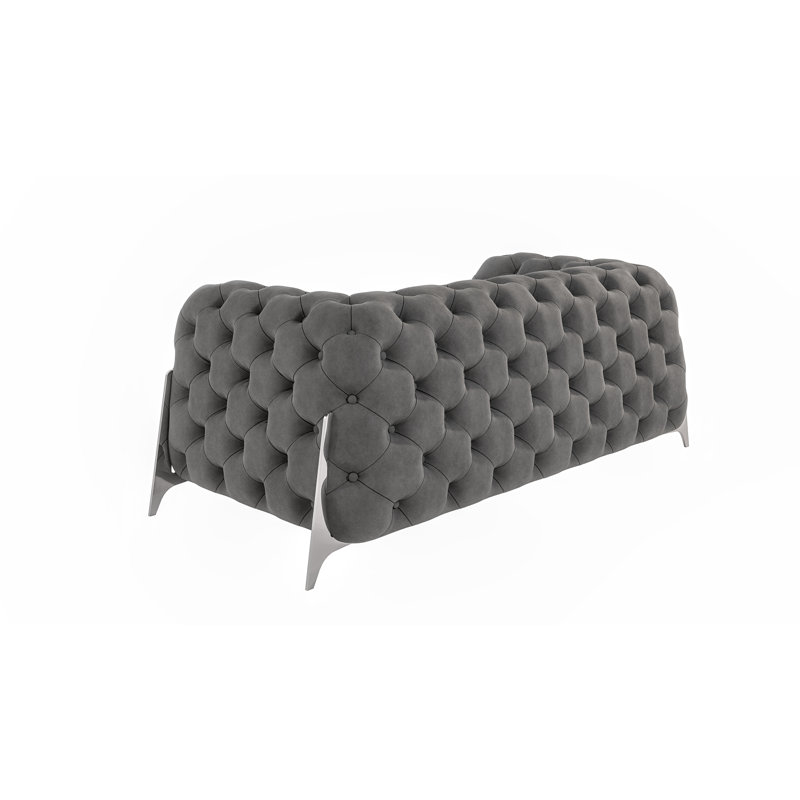 Juneri 2 Seater Velvet Sofa, Grey
