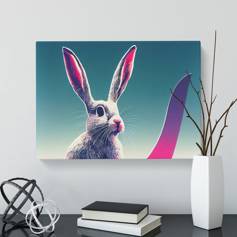Cute Hare - Wrapped Canvas Print, 50cm H x 76cm W x 3cm D