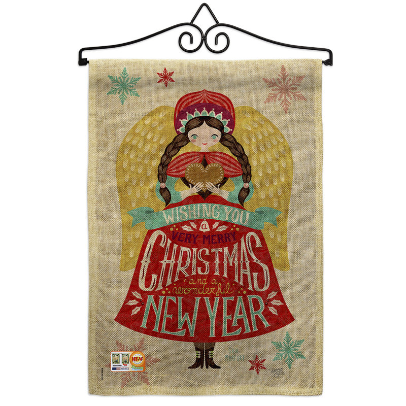 En toile jute à 2 côtés 19 po x l 13 po de noël fille de noël expositions à l’hiver drapeau de jardin