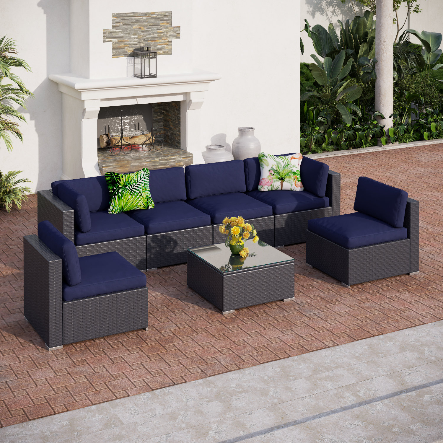 Lark Manor Mcgahan 6 - Person Outdoor Seating Group With Cushions 