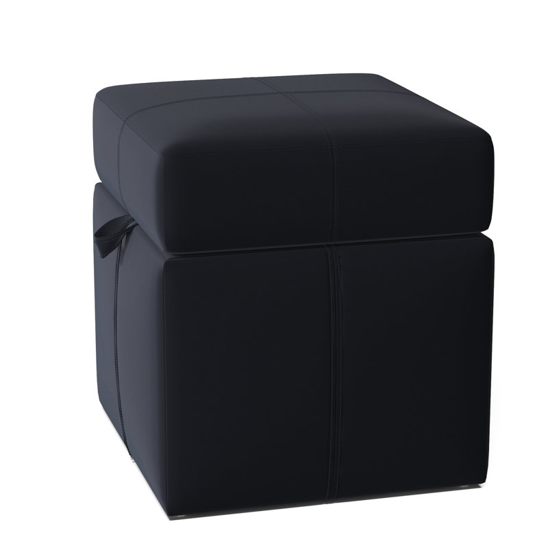 Preesall Upholstered Ottoman, Klein Midnight Basketweave