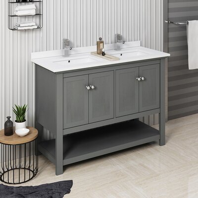 Manchester 48"" Free-Standing Double Bathroom Vanity Set -  Fresca, FCB2348VG-D-CWH-U