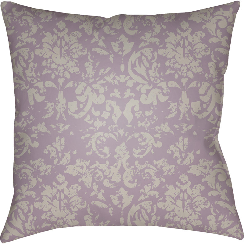 Damask Throw Pillow, Light Purple/Grey, 20" H x 20" W x 4" D