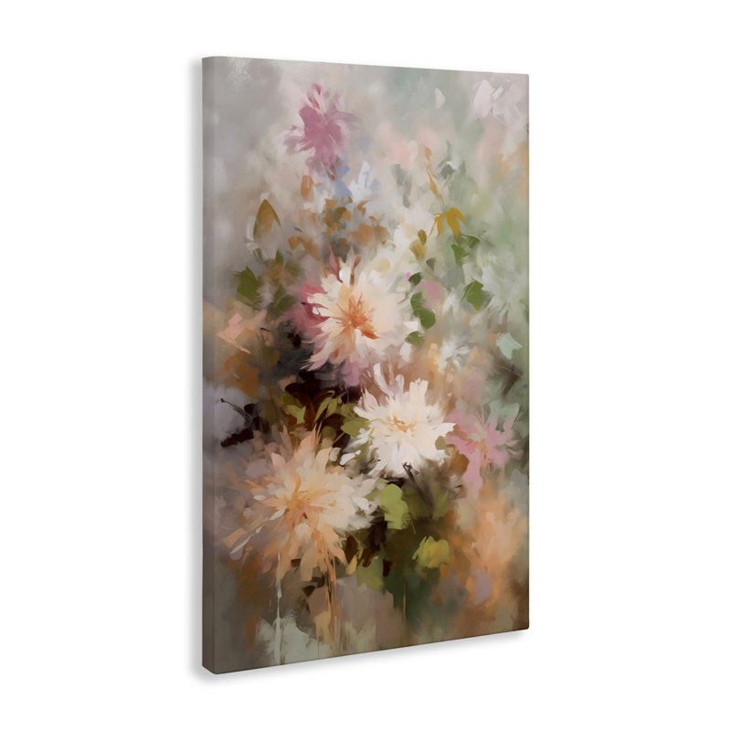 Toile Dahlias pastel délavé, design par Creative Studio, H 30 po x l 20 po