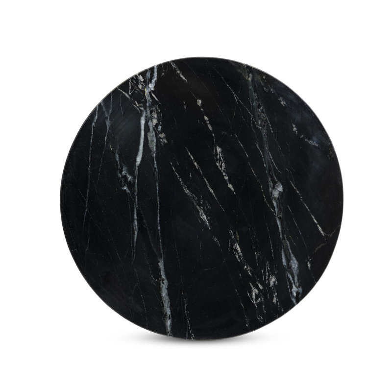 SOPHIE Marble End Table, Black Marble Top/Iron Matte Black Base