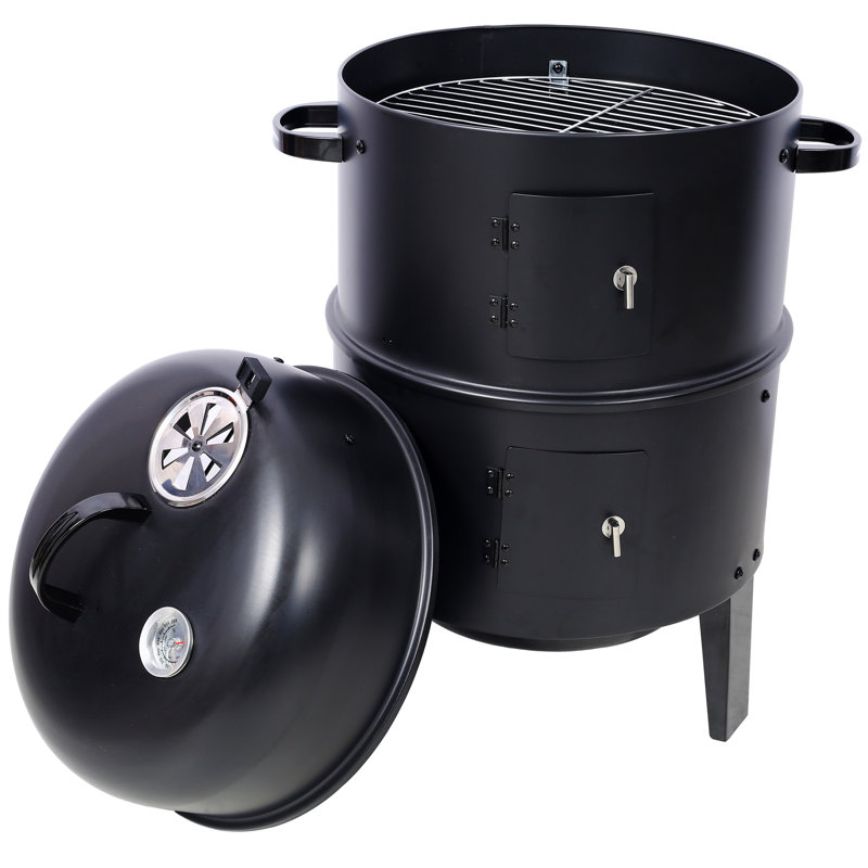Charcoal Smoker Grill Wood Smoker Grills Outdoor Cooking 16 Inch Vertical Smoker Portable BBQ Grill For Camping