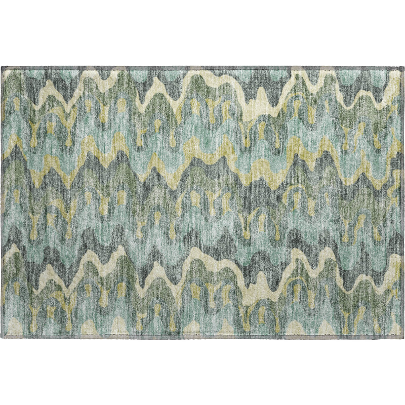 Premium Machine Washable Prisco Sage Rug, Rectangle 1'8" x 2'6"
