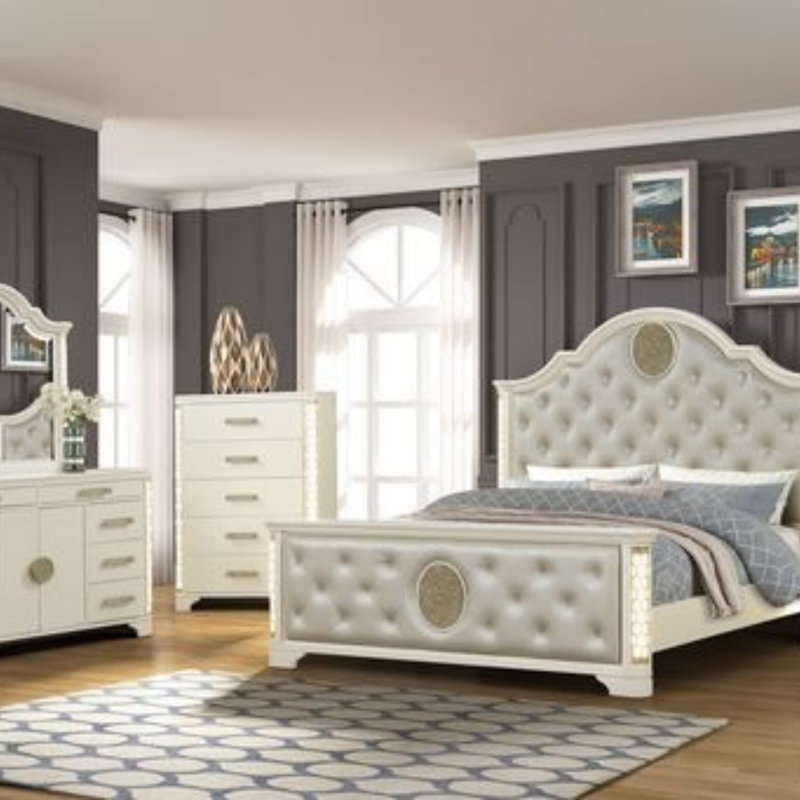 Miroir Jasmine avec éclairage latéral à DEL en bois beige