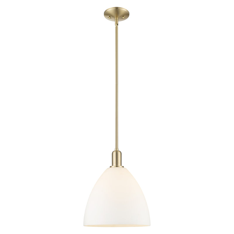 Arcadia - Bristol - Mini-luminaire suspendu 1 tige 12 po - Finition bronze champagne - Abat-jour blanc mat, Blanc mat
