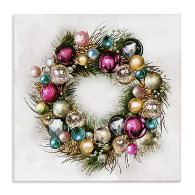 Festive Ornamental Wreath Minimal Christmas Charm by Ziwei Li - Graphic Art Print