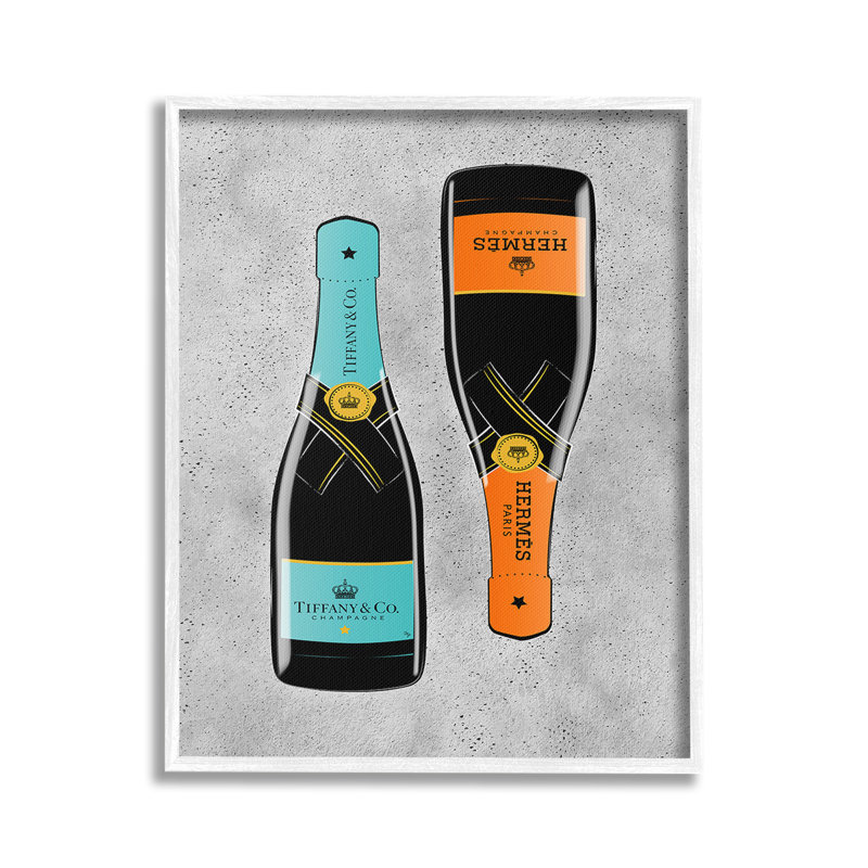 ChicGlamChampagneGicleeArtbyMartinaPavlova, Giclée encadrée noir minuit, H 30 po x l 24 po