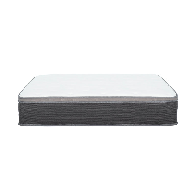 12 po Lit à ressorts ensachés pleine grandeur hybride dans une boîte, matelas moelleux en mousse viscoélastique gélifiée, blanc / gris