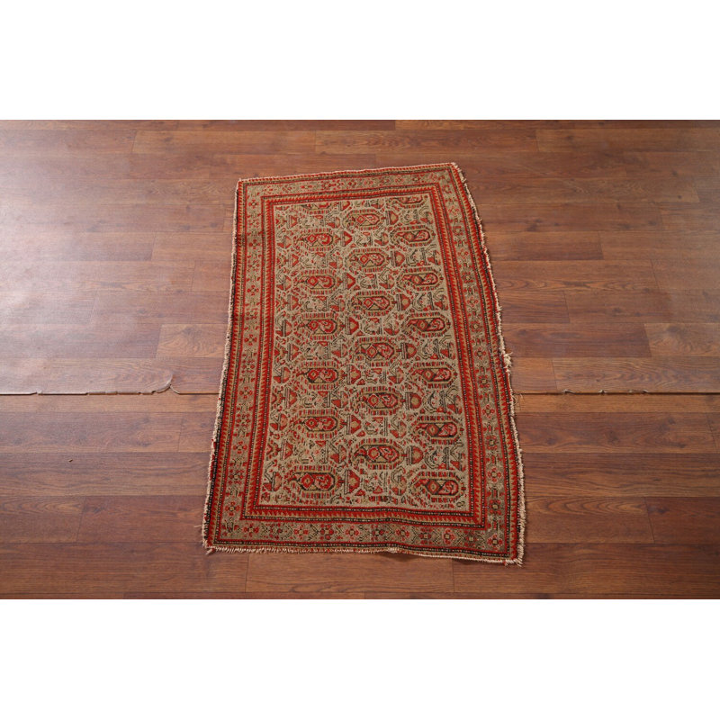 Tapis traditionnel pré-1900 à teinture végétale 2 x 3