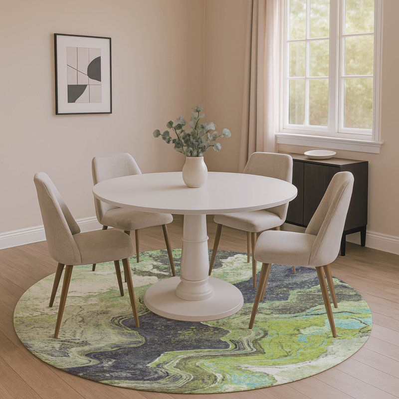 Premium Machine Washable Jakiyra AMF1907 Abstract Rug, Round 8'