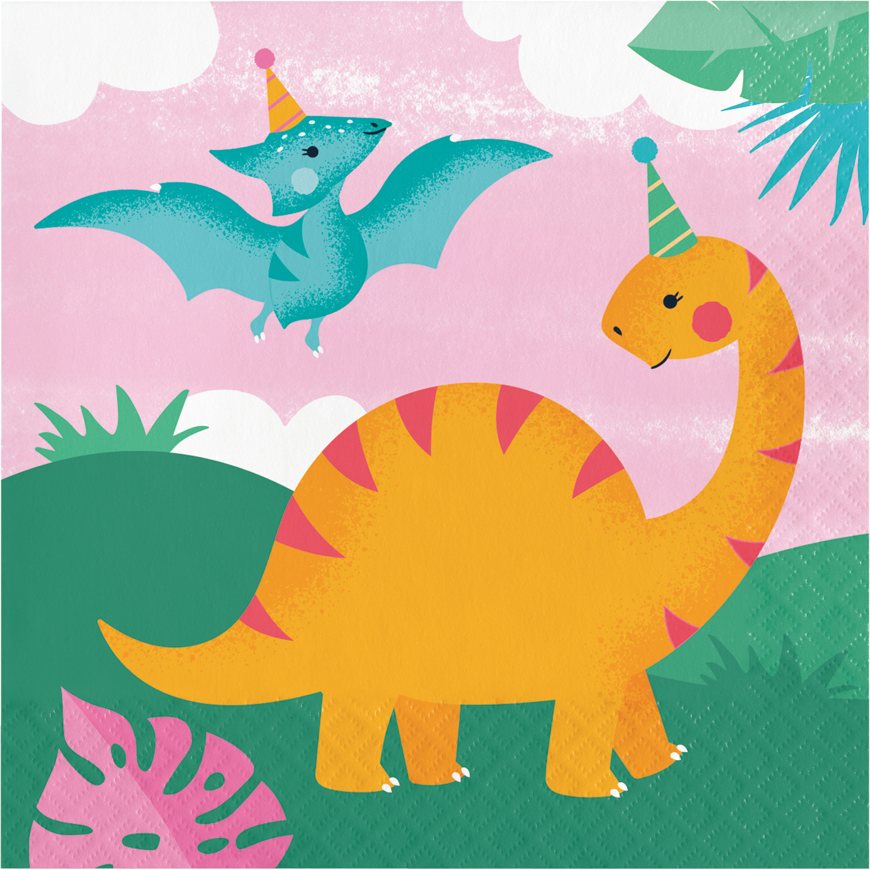 Creative Converting Girl Dino Party Napkins, 48 Ct 