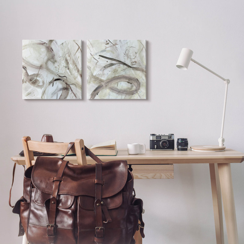 "Modern Neutral Tones", ensemble de 2 toiles murales abstraites par Susan Jill, H 17 po x l 34 po x P 1,5 po
