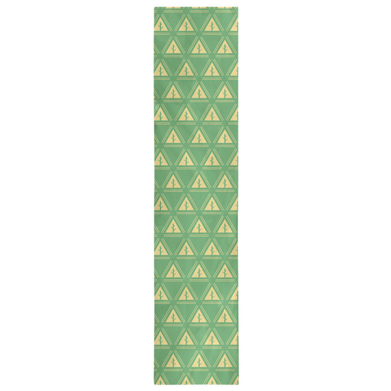 Chemin de table d’arbre minimaliste classic Barbra, 16 po x 90 po, Vert clair / doré