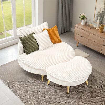 45 "single Cushion Deep Sofa Chair Upholstered Couch With Ottoman And Three Pillows