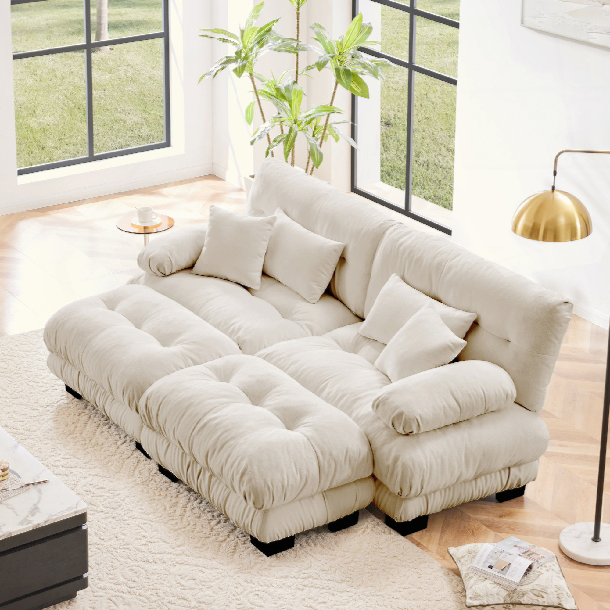 Latitude Run® Cloud Couch Sleeper Sofa For Living Room, Chenille 2 ...