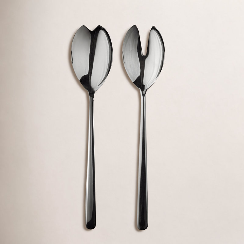 Linea Stainless Steel Salad Servers, Black Gold