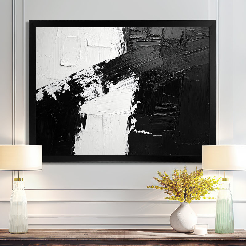 Monochromatique dérive des ombres dans le noir III - Abstrait moderne transitionnel, art mural, Noir, H 12 po x l 20 po