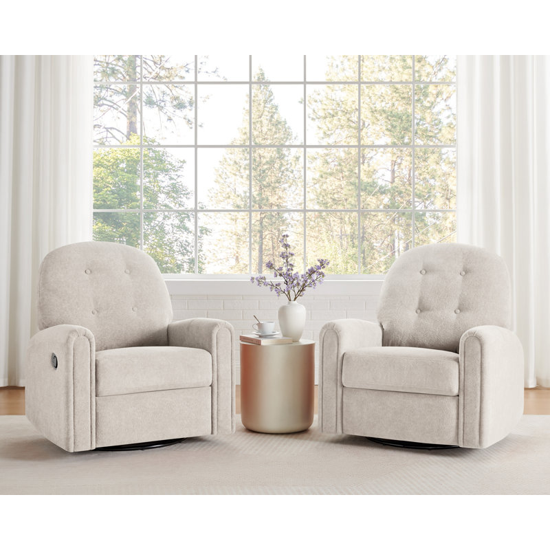 33.46’’ Terry Fabric Glider Rocker Manual Recliner Chair (Set Of 2), Camel