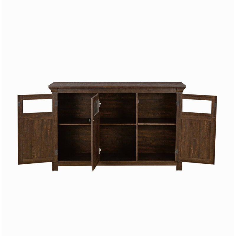 Buffet Farmhouse avec rangement avec 3 portes, armoire de rangement pour la cuisine, armoire à café avec tablette réglable pour la cuisine et le salon, L 68,35 po x l 15,35 po x H 34,65 po