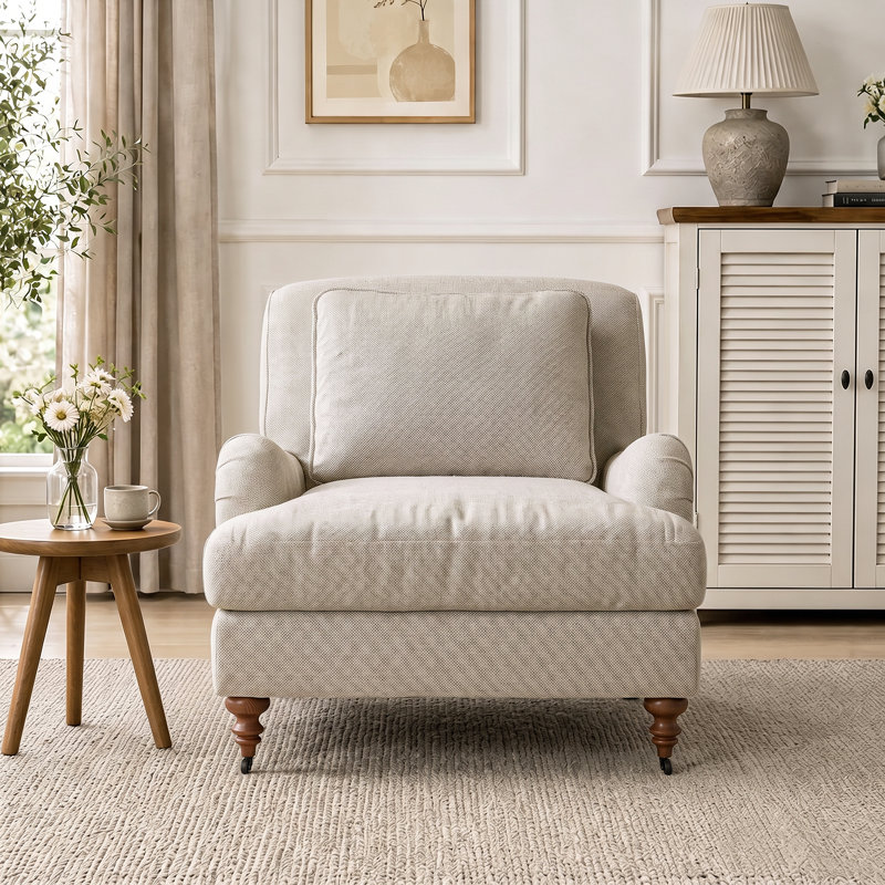 Fauteuil d'appoint 37 po, 37.8" W x 39.4" D x 37" H, Beige, 1